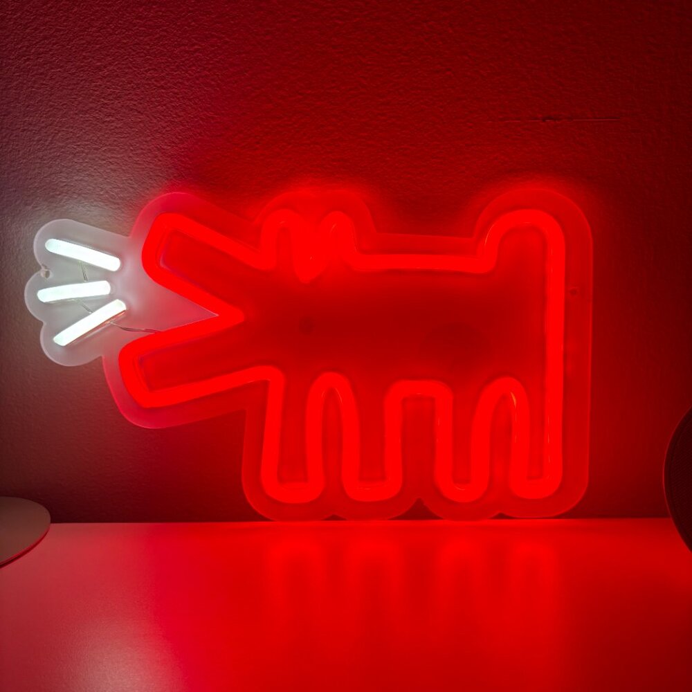 Keith Haring Barking Dog Neon Light Bedroom Living Room LED Red and White